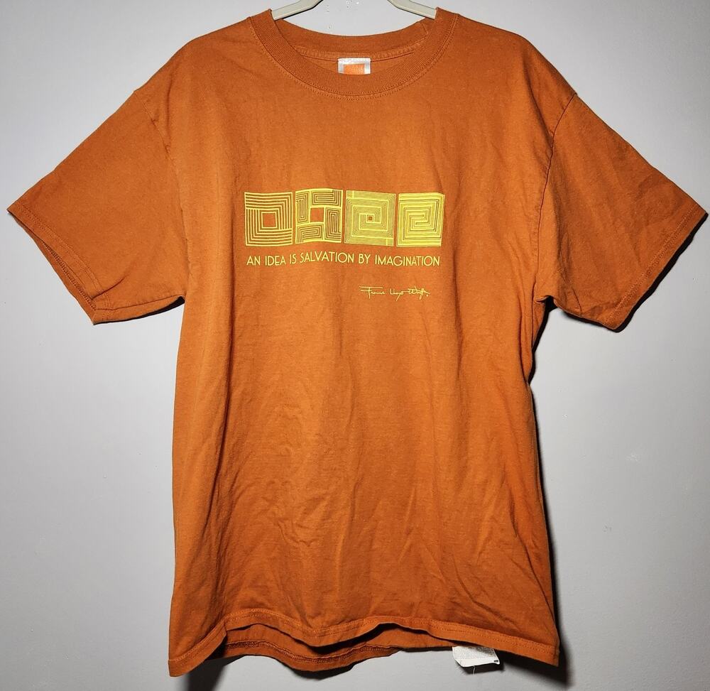 Frank Lloyd Wright Whirling Arrows Orange T Shirt Discontinued Design Mens L